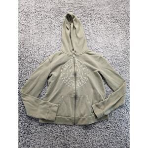 Hollister Sweater Womens Small Green Logo Full Zip Hoodie Embroidered Preppy